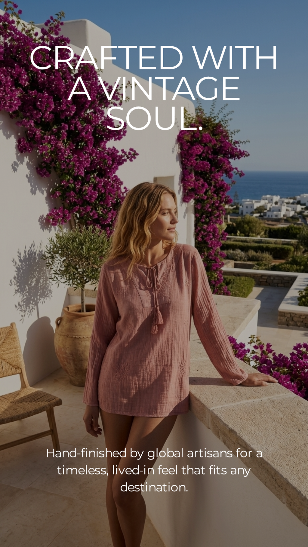 Dusty Rose Mineral Wash Cotton Voile Tunic — Hand Embroidery, Tassel Tie