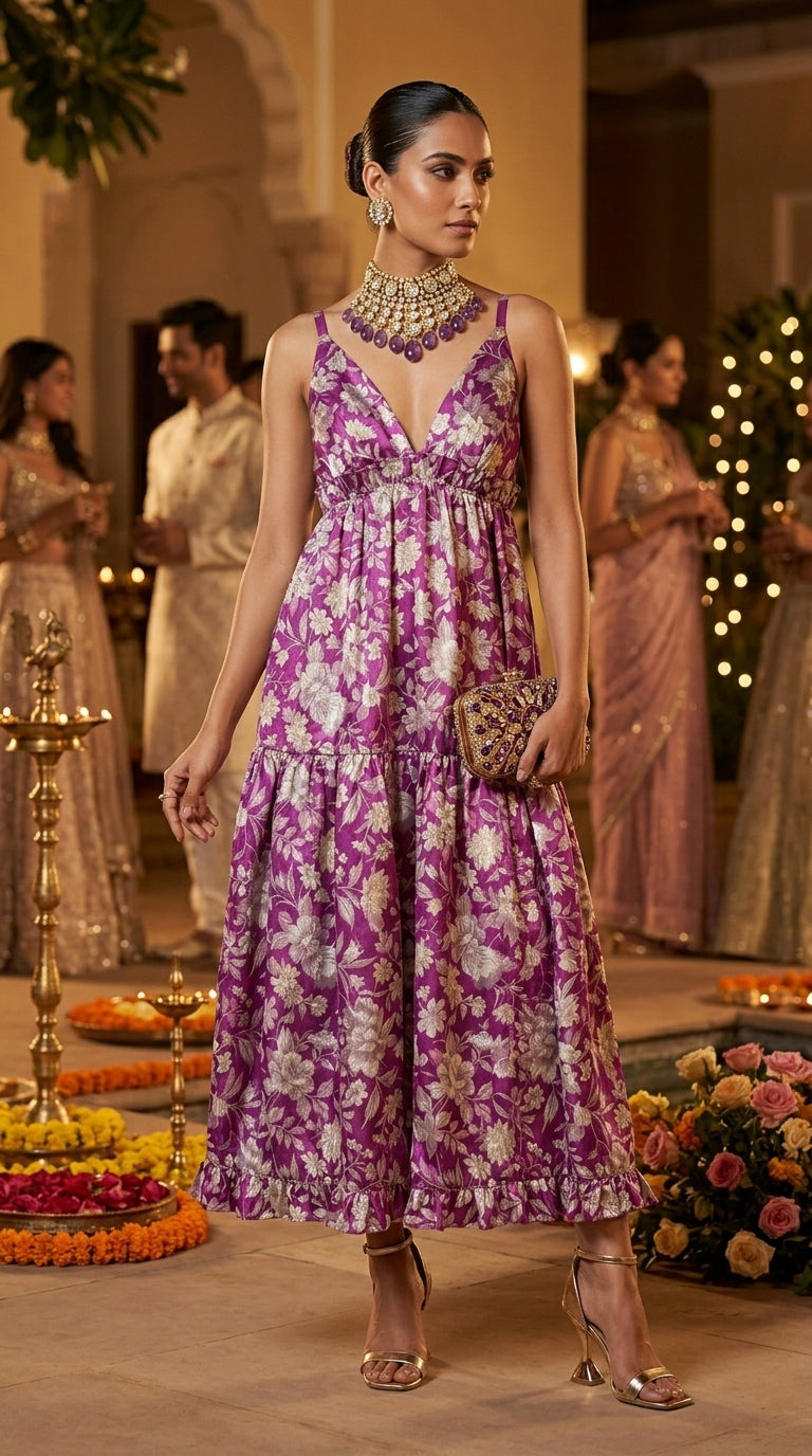 Floral Brocade Maxi Dress Singapore