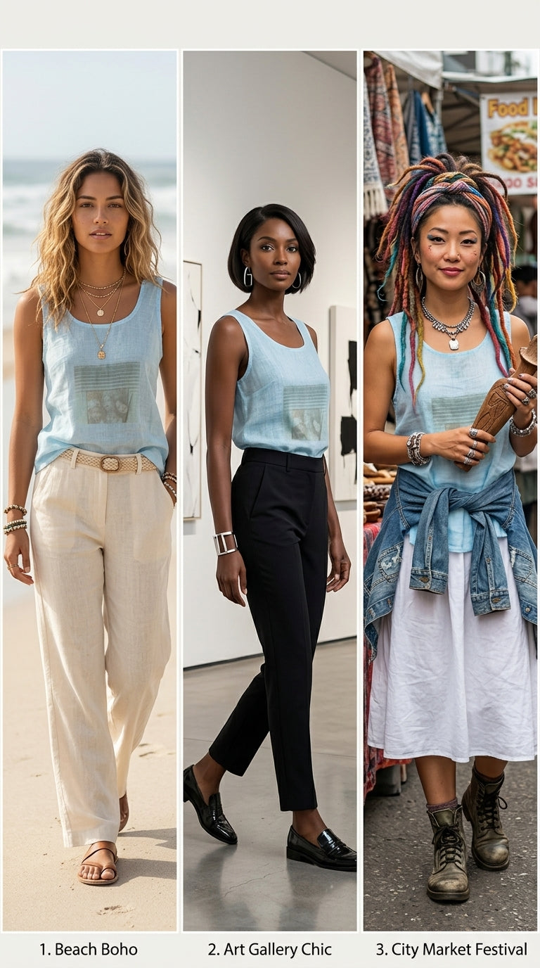Sheer Cotton light graphic Print Tank Top