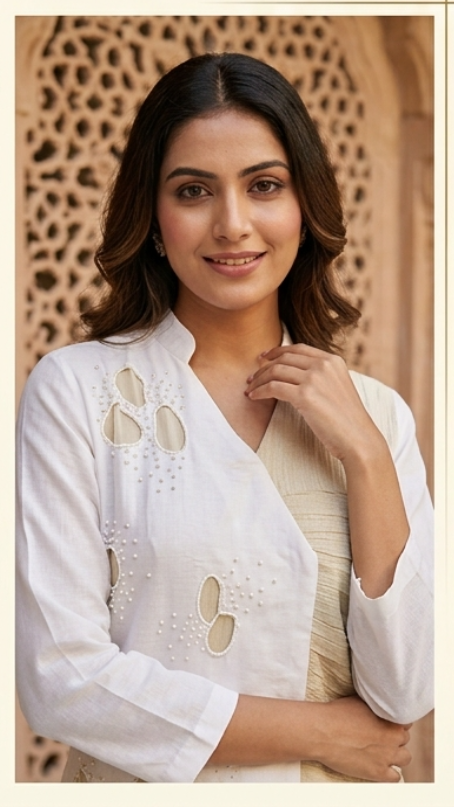 Ivory Cutwork Embroidered  Set