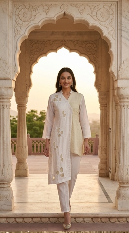 Ivory Cutwork Embroidered  Set