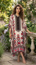Suzani print Kftan Style Kurta set in Muslin Modal