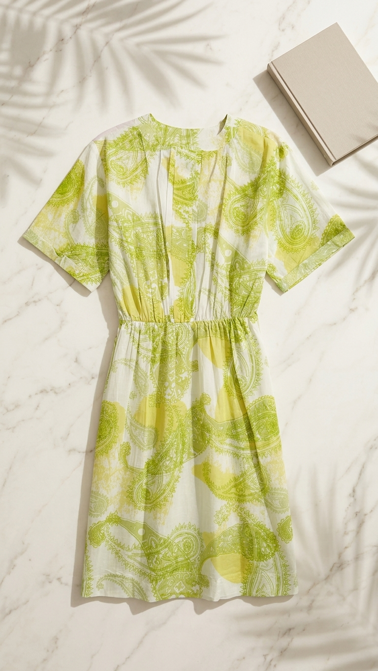 Lime Paisley Wrap Dress _ cotton