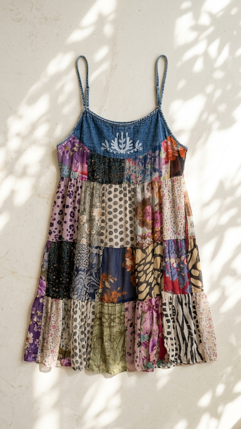 back side of the patchwork dress